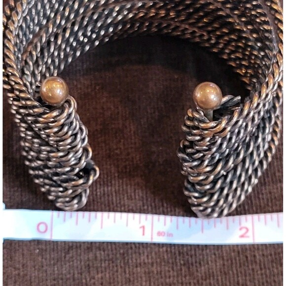 Antiqued Finish Copper Twisted Design Multi Layer Cuff Bracelet 2" Wide - Picture 4 of 4